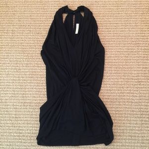Ramy Brook Black Sleeveless V-Neck Knot Dress XS